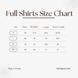 Full Shirts Size Chart