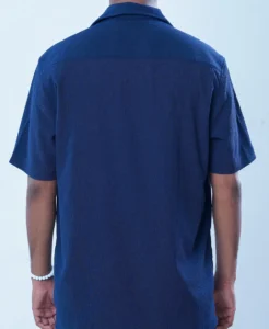 Navy Plain Slim Fit Casual Shirt