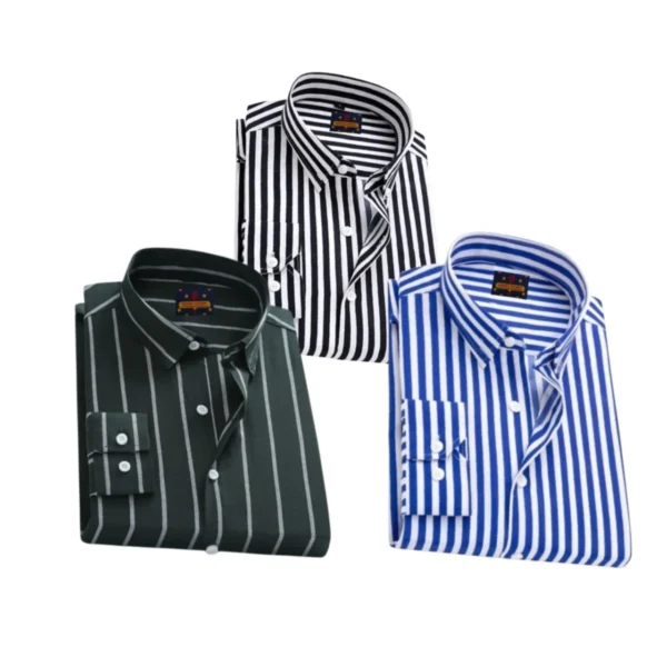 Stripe Slim Fit 3 pcs Shirts
