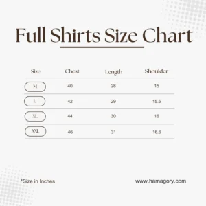 Chak Full Shirts Size Chart